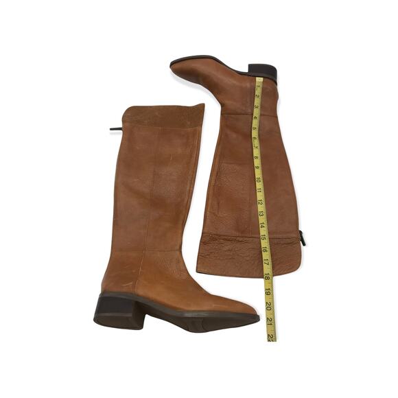 Franco Sarto Womens Daya Riding Boots Brown Leather Pointed Toe Zip 7 M New - Picture 2 of 11